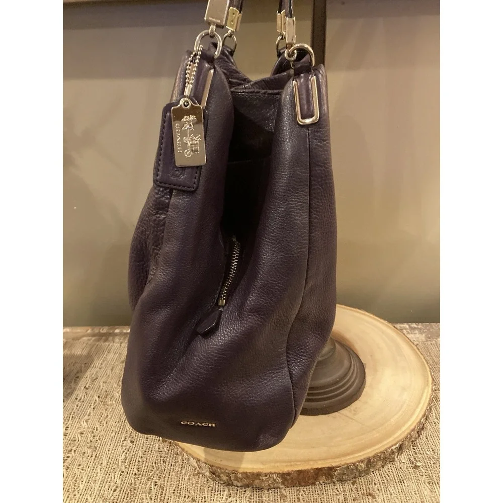 Coach Phoebe Purple Pebbled Leather Triple Compartment‎ Shoulder Bag 24621